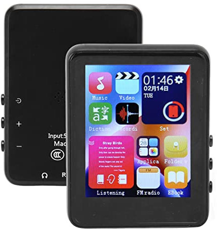 MP3-spelare med Bluetooth, 4GB 2,4-tums HD Full Touch Screen MP3 MP4-spelare Bärbar Musikspelare med FM-radio, E-böcker, Röstinspelare, Support 256GB (Svart)