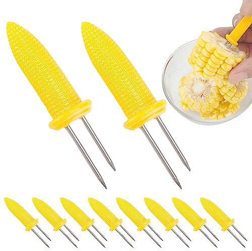 Porta pannocchia di mais antiruggine, 10 spiedini di mais in acciaio inox | Seduta a doppia Fork Sweet Corn Seat, Feste di Cucina Campeggio per Cucina per BBQ