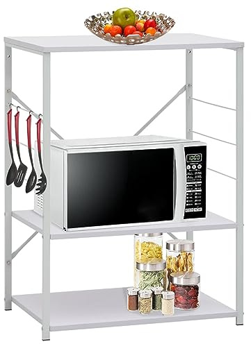 Homgoday Armadio per Microonde Bianco 60x39,6x79,5 cm in Truciolato, Credenza Armadio da Cucina, Mobiletto Portaoggetti Ripiani Salvaspazio Mobiletto Armadio di Stoccaggio per Soggiorno Camera Ufficio