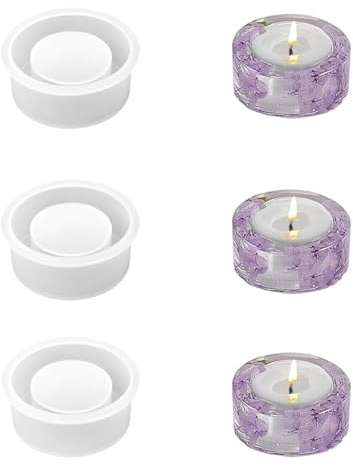 Lot de 3 moules en silicone pour bougeoirs en résine époxy - Bougeoir à tige - Moule en silicone - Bougeoir à faire soi-même - Pour décoration de la maison