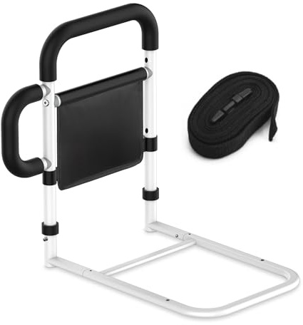Bed Rails for Elderly Adults Bed Assist Rail with Removable Reinforced Armrest Free Storage Bag Fall Prevention Guard Fixing Strap Fit King Queen Full Twin Medium Support Up to 350lbs