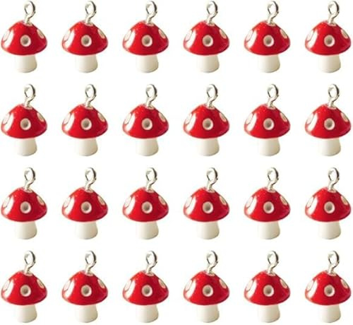 Wpppan 30 Pcs Red Mini Resin Mushroom Charms Pendant Jewelry Findings Charms for Craft Jewelry Making,Arts,Crafts and Sewing,Beading and Jewelrys Making,Jewelrys Making Charms