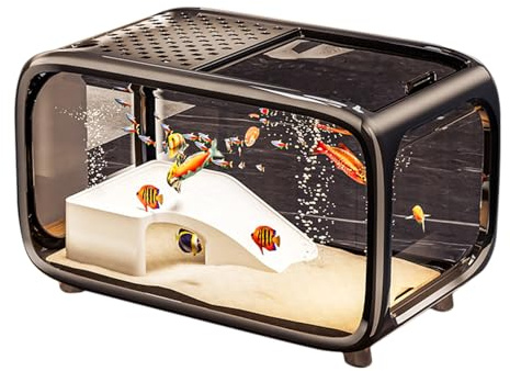 Akvarium Tank Akvarium Med Klätterdekoration Och Landskapsdesign | Klart Livsmiljö Landskapsdekoration Med Toppmatningsöppning För Vattenlevande Djur Räkor Snäckor Växtodling