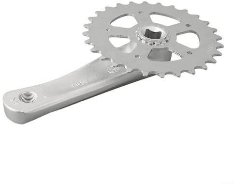 Yuanpgky Guarnitura per bambini a velocità singola 25T/28T in lega di alluminio con foro quadrato per bambini e biciclette retrò, compatibile con fondo da 102 mm e 114 mm (28T 114 mm opaco)