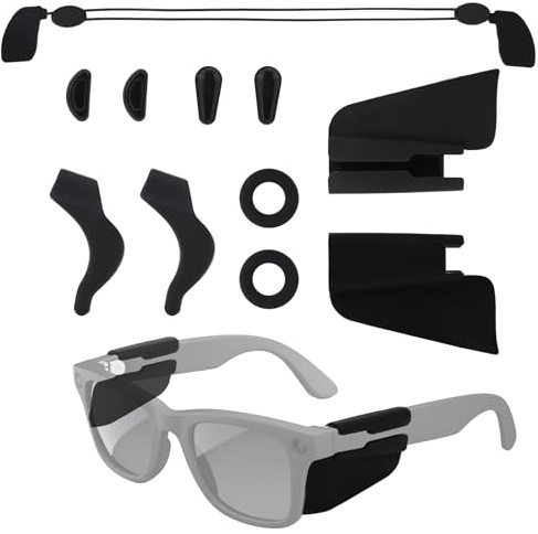 Sinbana Accessoires pour Lunettes Connectées Ray-Ban Meta Wayfarer/Headliner/Skyler, Plaquettes Nasales, Protège-Oreilles, Protections Latérales et Cordon en Silicone pour Confort Maintien Optimaux