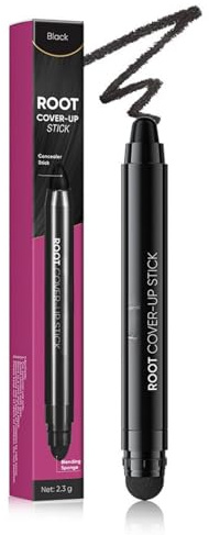 Root Cover Up Stick,Instant Grey Hair Coverage Touch Up,Root Touch Up Hair Color Hairline Pen,Natural Concealer for Thin Hairlines, Beard & Eyebrows Makeup Lasting(Black)