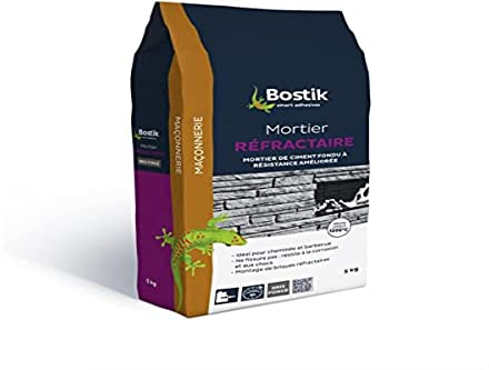 Bostik - Mortier Réfractaire - Mortier Colle Idéal Pour Cheminée Et Barbecue - Gris - Sac de 5 kg