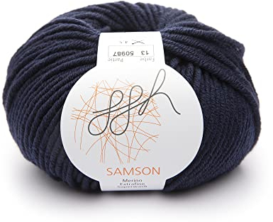 ggh Samson - Merino Wolle (mulesing free) Lauflänge ca. 85m auf 50g - Wolle zum Stricken oder Häkeln - Farbe 013 - Marine
