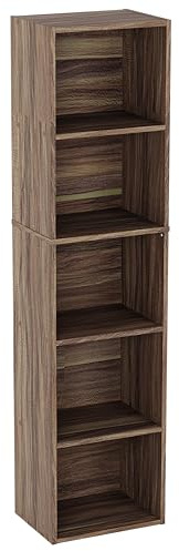 Vida Designs Oxford 5 Tier Cube Bookcase, Walnut Wooden Shelving Display Storage Unit Office Living Room Furniture