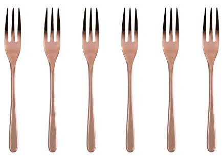 Sambonet - Taste Set di 6 Forchette Dolce in Acciaio Inox, Forchette da Dessert finitura PVD, Lavabili in lavastoviglie, Copper