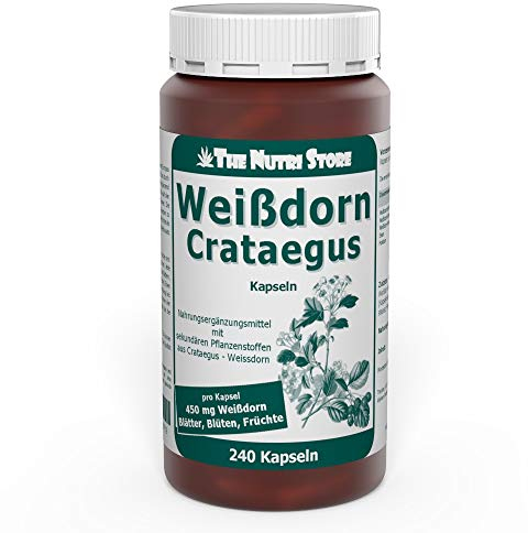 The Nutri Store Weissdorn 450 mg Kapseln 240 Stück mit sekundären Pflanzenstoffen aus Crataegus Weissdorn Nahrungsergänzungsmittel