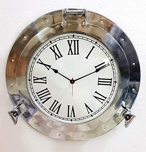 Vintage Marine Brass Ship Porthole Clock 59.6 CM Nautical Wall Clock Home Decor
