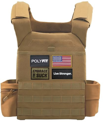 Polyfit (Fortify) Weighted Vest for Strength and Endurance Training, Fitness Workouts, Running, WODs - TAN
