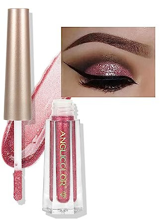 Fard à Paupières, Fard à Paupière Liquide Scintillant de Diamant Métallique, Fard à Paupières Liquide Couleurs, Paillettes Yeux Maquillage Sans Longue Tenue, Anti-écailles, Végétalien (06 Rose)
