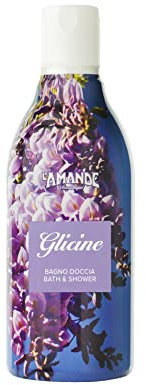 L'AMANDE - Bagnoschiuma Donna Fresco e Fiorito con Mimosa e Gelsomino, Docciaschiuma Gel Detergente e Idratante Corpo con Iris Emolliente, Bagno Schiuma Delicato e Naturale - Glicine, 250 ml