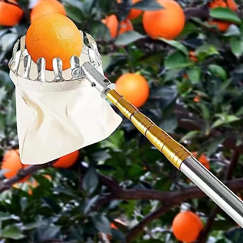 LekLai Obstpflücker, Obstpflücker Mit Teleskopstange Und Tasche, Obstgreifer, Apfelpflücker Aus Edelstahl/B/6M/19.6 Ft