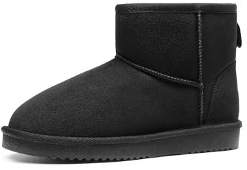 DREAM PAIRS Damen Schneestiefel Winterstiefel Snow Boots Bequeme Flache Schuhe Wärme und Komfort FuzzyClassic I Niedriger Stiefel,Size 38,Schwarz,DSB214-1