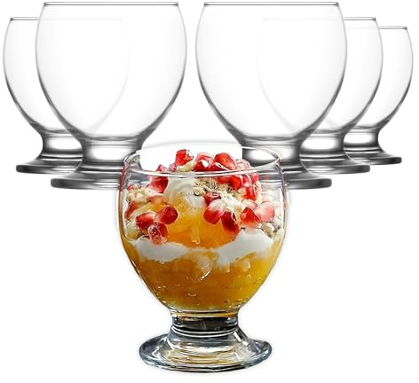 DMA-Z Lot de 6 bols à dessert et verres à boire, 250 ml, polyvalents, pour dessert, glace, pudding et boissons, passent au lave-vaisselle