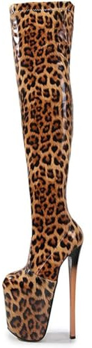 SPONYBORTY Dam Overknee stövlar 18 cm stilett mode stretch patent läder plattform Overknee högklackade stövlar sexig strippare klubb stång dansskor lår/A/41EU