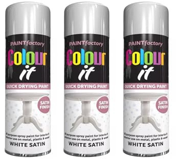 YSAMAX All Purpose White Satin Finish Spray Paint, Quick Drying Formula, Suitable For Interior And Exterior Application, Provide Excellent Coverage And Adhesion, 250ML, (3PCS)