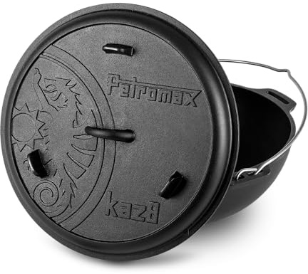 Petromax Kazan 8L | Gusseisentopf für Outdoor-Küche & Lagerfeuer | Perfekt für Eintöpfe, Schmorgerichte & Brot backen | Langlebig & robust