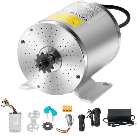 VEVOR Kit Motore Elettrico CC Senza Spazzole 500 W Motore Elettricco 36 V 3000 Giri/min con Regolatore di Velocità Aggiornato, Kit Impugnatura Acceleratore per Go Kart, Bici Elettrica, Moto, Scooter