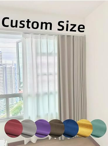 SINCERE Custom Cut Drapes Indoor, Made to Size Short Curtain Panel, Personalized Crushed Voile Sheer, Extra Long Wide Small Blackout Window Treatment, Floor-to-ceiling French Door Curtain, Shade Blind
