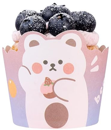 50 Stück Eisbecher Pappe, CIYIN Cupcake Förmchen, Eisdielen Becher, Papier Muffinförmchen, Eisbecher aus Papier, Waffelbecher für Dessert, Party & Gastronomie