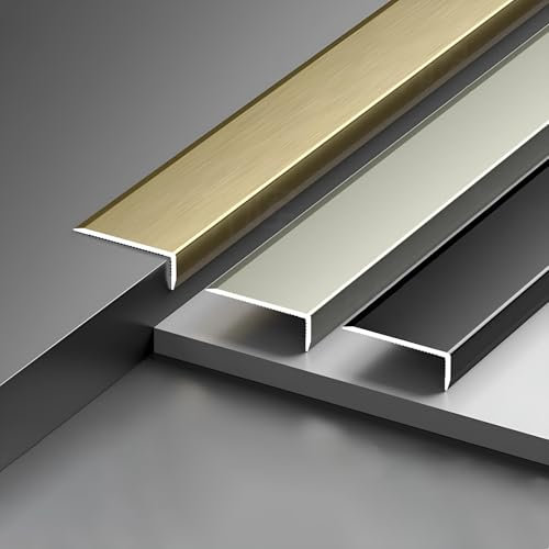 Coayuou Edge Protection Profile 3 Pieces 100cm Stair Profile Tile Transition Profile Aluminum Robust Floor Transition Profile Perfect For Any Staircase Renovation(Silber,5 * 10mm)
