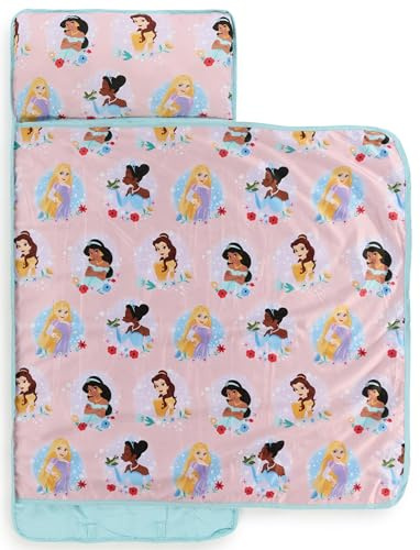 Colchoneta para Siesta Infantil Plegable Disney Princess, Saco de Dormir Infantil Tipo Manta de Princesas Disney con Almohada para guardería y Fiestas