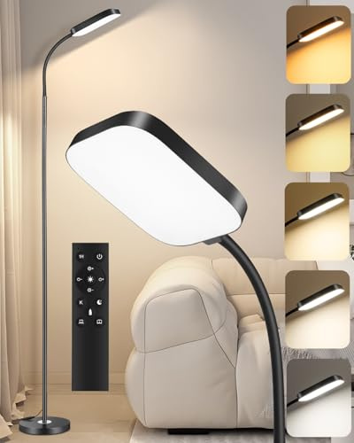 YICAIZI Lámpara de pie LED regulable 18W, 1850 lm – Lámpara de pie para salón con mando a distancia, 3000–6500K, lámpara de lectura moderna y regulable
