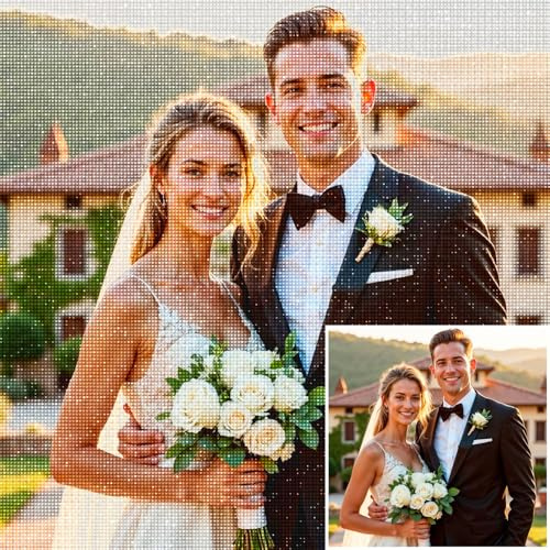 Diamond Painting Personalizzato Foto - 5D Kit di pittura Diamante completo per Adulti, Diamante Quadrato/Rotondo, DIY Regalo per Decorazione Domestica Ideale per San Valentino e Anniversari, 30x30cm