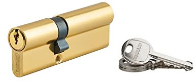 Cilindro europeo a doppia entrata Ecopro, 35x50mm, alluminio, anti-sfilamento, 3 chiavi, finitura ottone - THIRARD