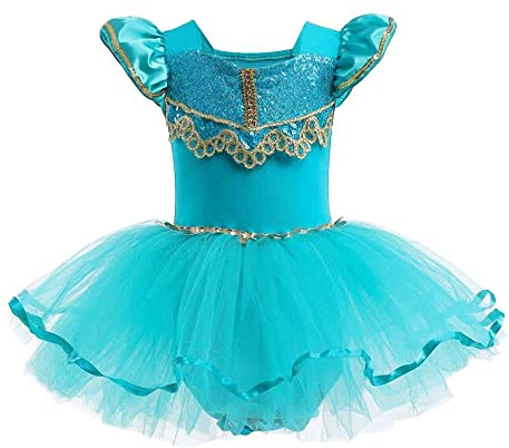 Lito Angels Princess Ballerina Costume Ballet Leotard with Tutu Dress for Kids Girls, Fancy Dance Wear Outfit Age 3-4 Years, Teal