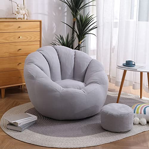 DTLEO Pouf a Sacco Puff Poltrona (Senza Imbottitura) per Divano E Poltrona, per Camera da Letto, Soggiorno, Interno Cuscino da Lettura,Grigio