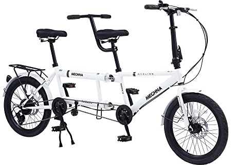 Tandem-Fahrrad – City-Tandem-Klapprad, faltbares Tandem-Beach-Cruiser-Fahrrad für Erwachsene, verstellbar, 7 Gänge, CE/FCC/CCC