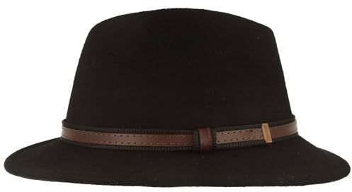Breiter Hut Outdoor Kinder Traveller Filzhut mit Lederimitat Garnitur Schwarz 51