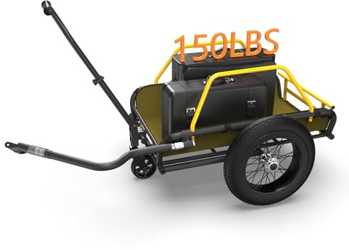 Tamobyke Heavy-Duty 3-in-1 Bike Cargo Trailer & Wagon Cart, 150LBS Load Ebike Trailer, 360°Swivel Wheel & 16×3 Fat Tire, Quick Release & Foldable Bicycle Trailer for Camping, Grocery & Travel