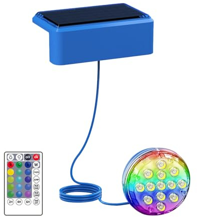 Teksome Luces Solares Para Piscina | Luces Subacuáticas Empotrables Con Mando - Iluminación Subacuática Impermeable Decoración para Exteriores Jardín Terraza Spa Fiesta Nocturna