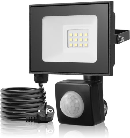 10W LED Strahler mit Bewegungsmelder Außen,3000K Warmweißes Scheinwerfer mit Stecker & 145cm Kabel,1000LM Superhell LED Außenstrahler,IP66 Wasserdicht Aussenstrahler,Fluter für Garten Hof Garage