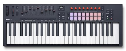 Novation FLkey 2 49 — Teclado controlador MIDI de 49 teclas para FL Studio. Teclas semicontrapesadas, USB, ruedas de tono y modulación, 16 pads de percusión y arpegiador. Incluye 6 meses de FL Studio