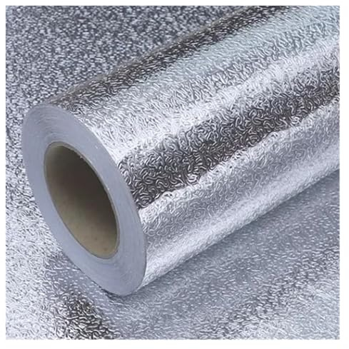 Köksfolie oljebeständig tapet gjord av aluminiumfolie för köket | Aluminiumfolie hög temperatur köksskåp grillkakelskydd (3,0 m x 0,40 m)