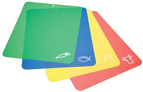 KitchenCraft Juego de 4 Tablas de Cortar de Cocina Flexibles de Plástico Multicolor No Tóxico, 38 x 30 cm