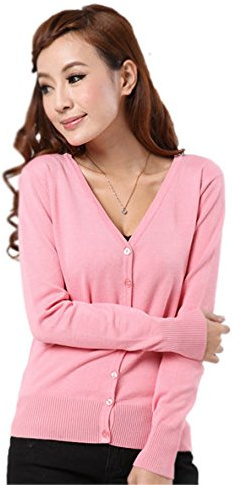 Mooncolour Womens 24 Colors Knit Outwear Autumn Cardigan Sweater, Pink, UK12