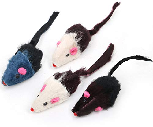 DIGIFLEX 4 Rasselmäuse mit Katzenminze gefüllt Mäuse Katzen-Spielzeug für Haustiere