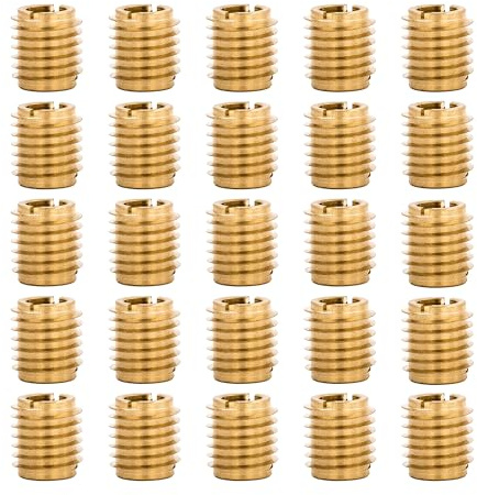E-Z LOK Knife Threaded Insert for Hard-Wood, Brass Thread Inserts 1/4-20 Internal Threads, 0.500 Length Pack of 25