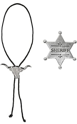 Boland 54316 - Kostüm-Set Cowboy, 2-teilig, Kette und Sheriff-Stern, Deputy, Wilder Westen, Kostüm-Accessoire, Verkleidung, Karneval, Mottoparty
