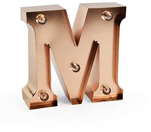 Legami - Mini Lettera Decorativa Luminosa, Gancio Posteriore, Tasto ON/off, 3 Batterie già Incluse, Luce Color Bianco Caldo, Lettera M