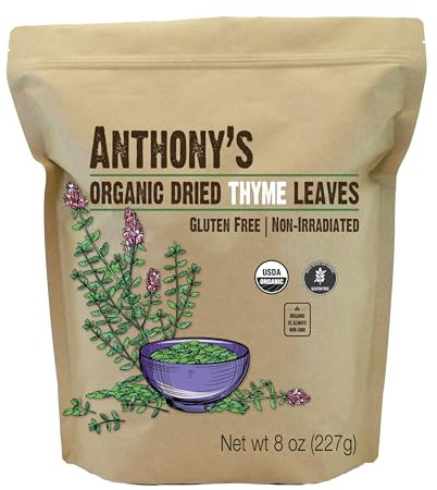 Anthony's Organic Dried Thyme Leaves, 8 oz, Gluten Free, Non Irradiated, Non GMO