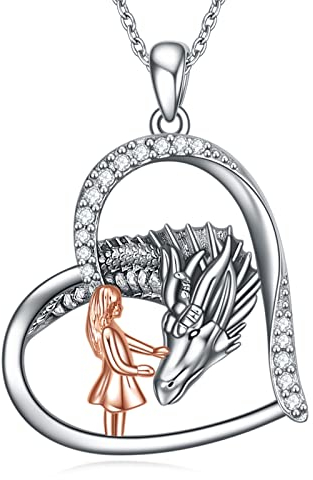 YAFEINI Drachen Halskette für Mädchen 925 Sterling Silber Drachen Anhänger Kette Drachen Schmuck Geschenk für Damen (Drachen Halskette)